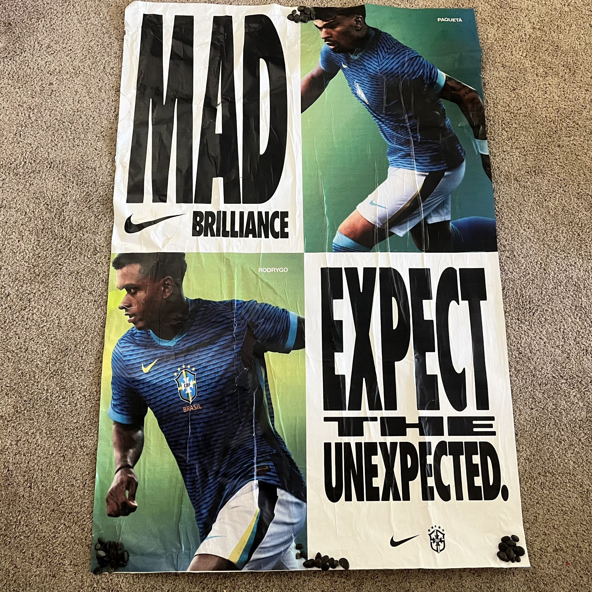 Vintage Nike Football Soccer Poster 90’s CBF Brazilian Football Confederation LA Galaxy 6x4 feet