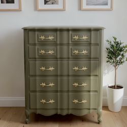 French Provincial Vintage Green Dresser 