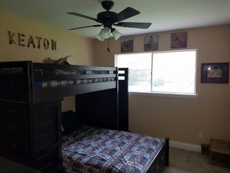 Dark Wood Bunk Bed with Dresser
