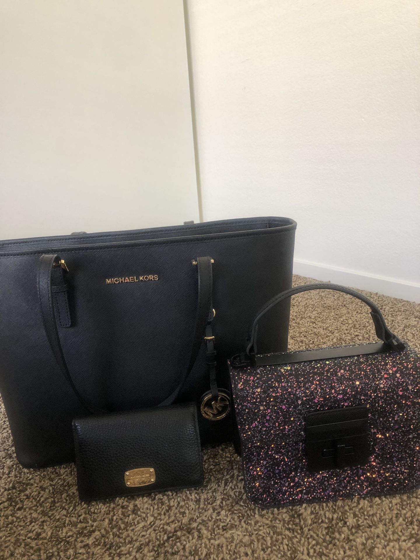 Michael Kors and Aldo bags with matching wallet