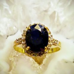 10k Sapphire And Diamond Ring