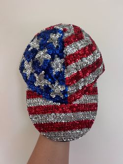 Sequined/Bedazzled American Flag Baseball Cap