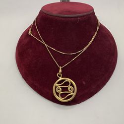 14K Gold Chain W/ Pisces Pendant