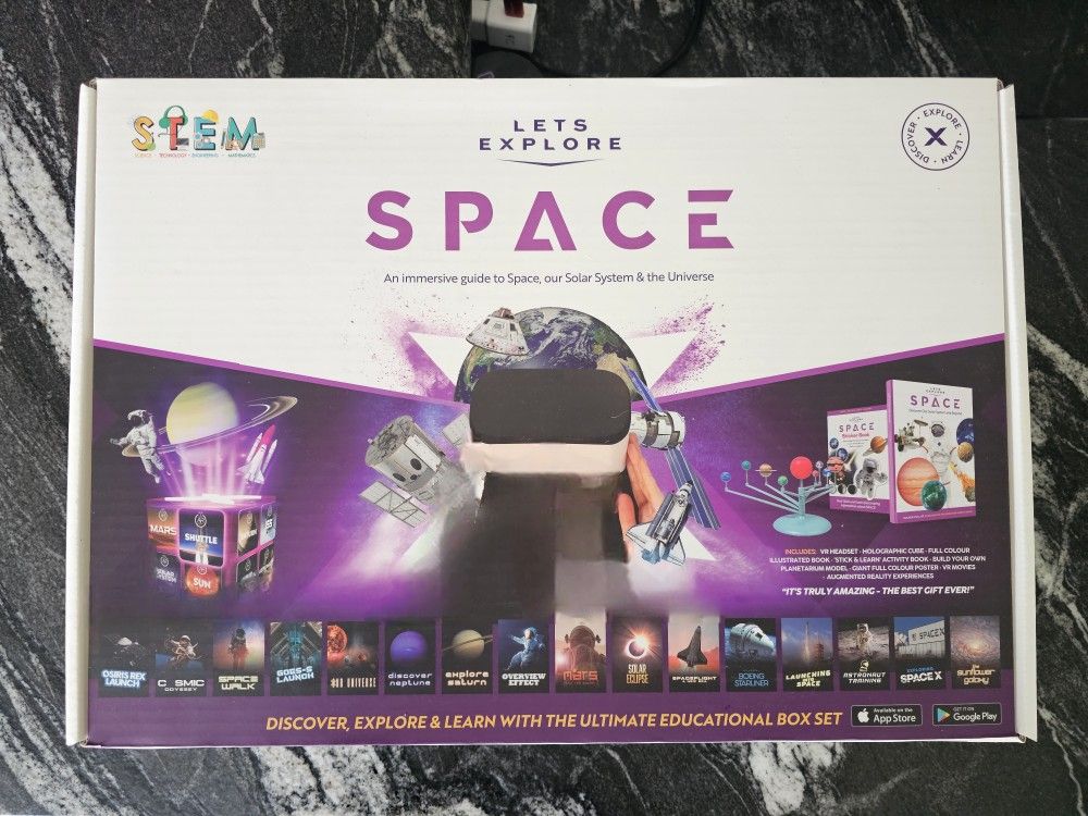 STEM LET'S EXPLORE SPACE VIRTUAL REALITY HEADSET AND MEGA PACK.