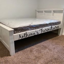 White Full Size Bed & Bamboo Mattress 