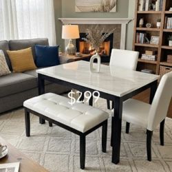 5-pc Dining Table Set With Bench New