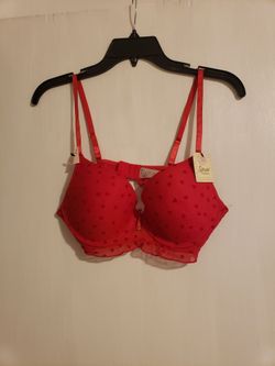 Red Hearts & Ruffle Bra With Rhinestone New