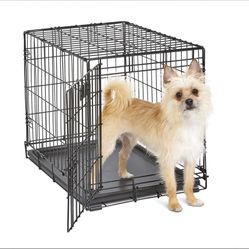  MidWest Homes for Pets 24-Inch iCrate for Small Breeds, 12-20 lbs, Single Door Folding Dog Crate with Divider Panel, Leak-Proof Tray & Secure Latch, 