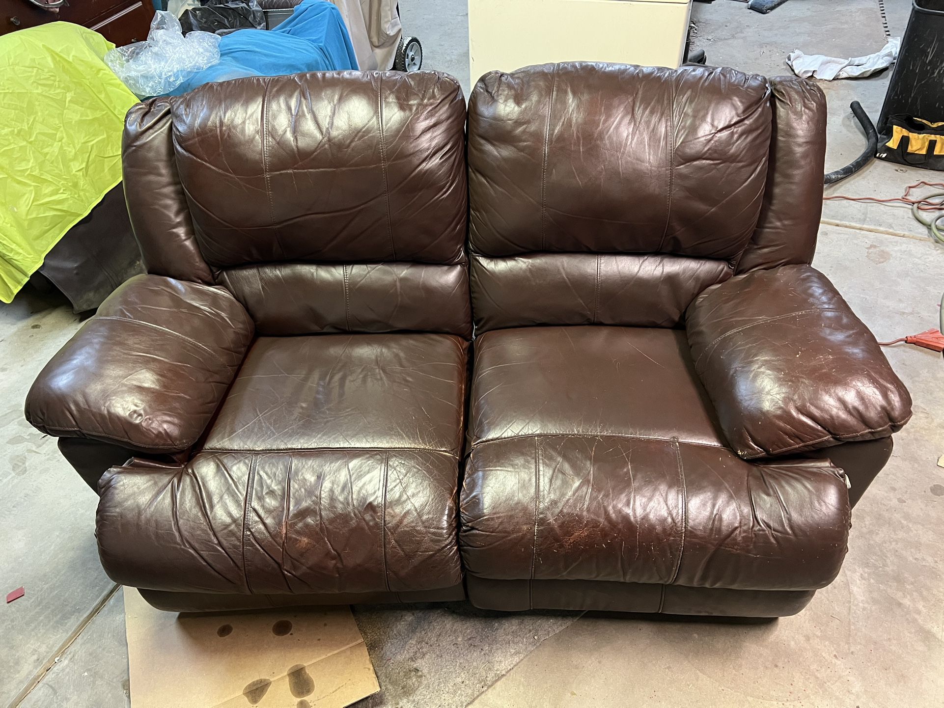Reclining Loveseat Brown Leather