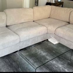 New 127x90 Corduroy Sectional Couch / Free Delivery 