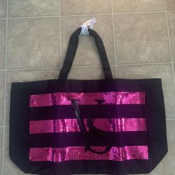 Victorias Secret Sequin Tote Bag With Zipper 