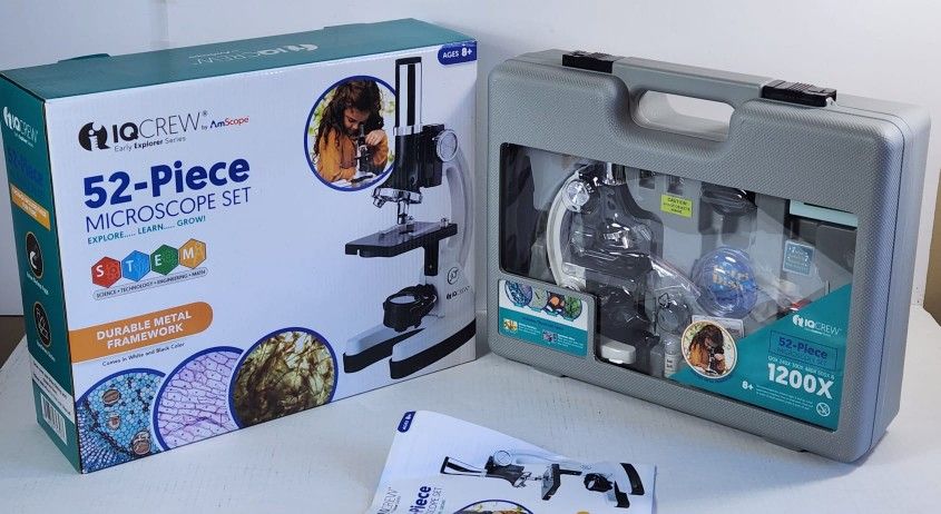 AmScope IQCREW Kid's Premium 52+ Piece Microscope, Color Camera and Interactive Kid's #431