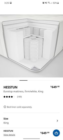 Used King mattress IKEA HESSTUN and protector pick up only for