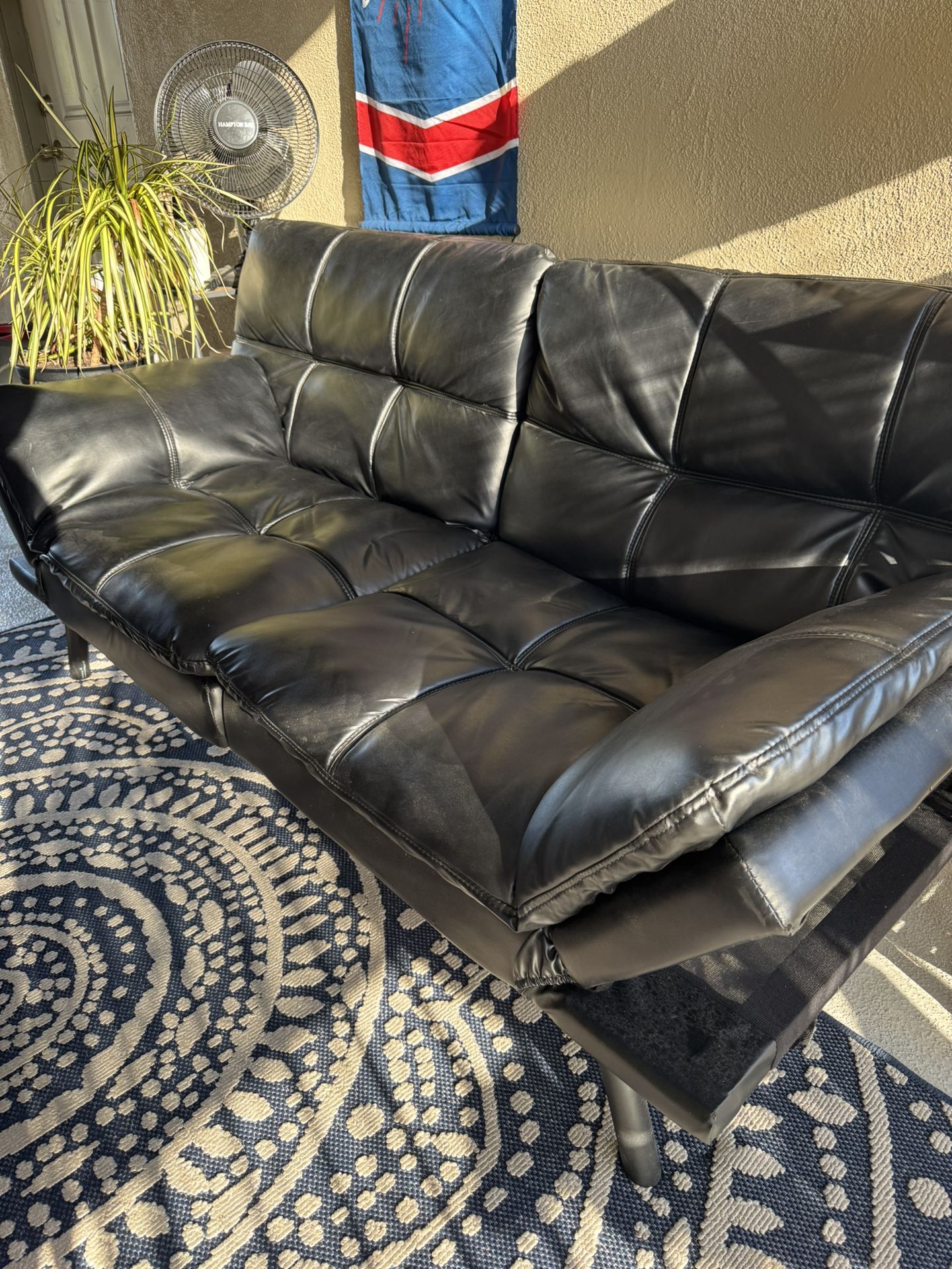 Faux Leather Futon Sofa Bed,Convertible Futon