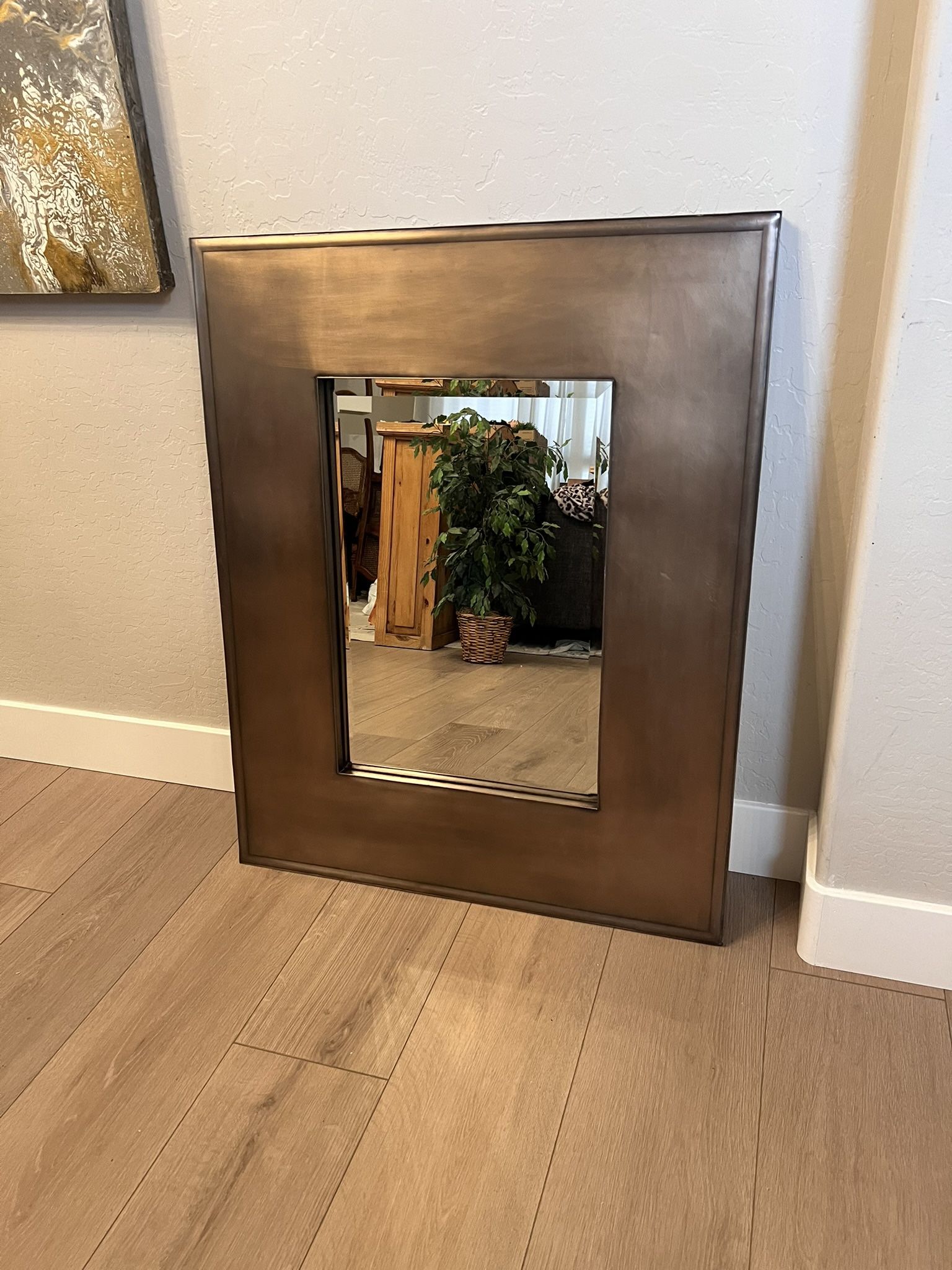 42x32 Large Champagne Taupe Gold Metal Framed Beveled Glass Wall Mirror- Rectangular
