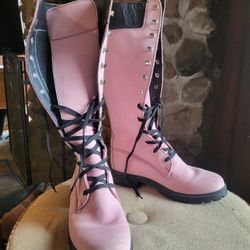 Pink Custom Knee High Timberlands