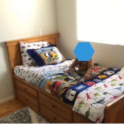 Twin Bed Tiki Wood 