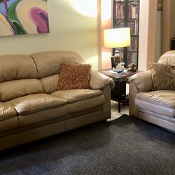 Top-grain Leather sofa bed and loveseat Set