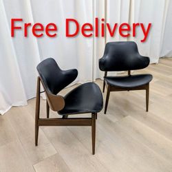 Vintage Kodawood MCM Teak and Leather Chairs Pair Free Delivery
