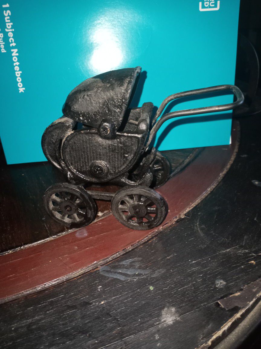 Antique Cast-iron Doll Baby Mini Buggy  Carriage