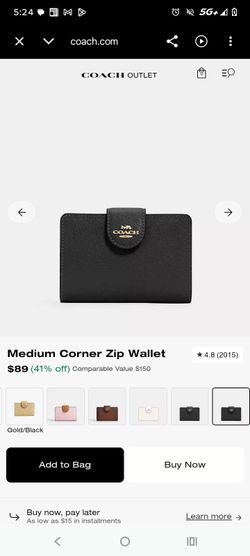 Coach medium corner zip wallet
