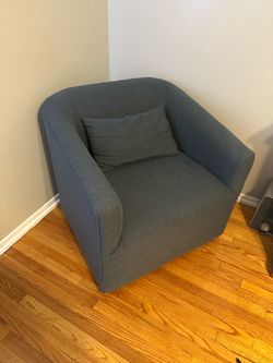 Matching blue/gray swivel chairs