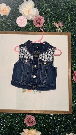 Girls Denim Vest with Lace Detail 1t