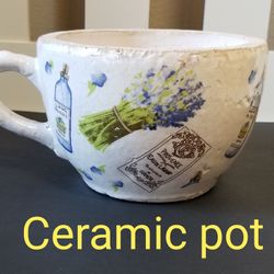 Ceramic Plant Pot 7.5"Wx5"H New! 