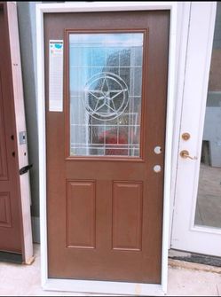 Fiberglass Entry Door with Star Glass Insert
