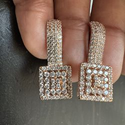 585 14K RG Stamped Rose Gold Brilliant Moissanite Rich Zircon Stud Earrings