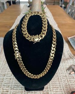 14mm  Miami Cuban Link Set in 14k Gold Plated