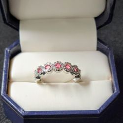 925 Sterling Silver  25 Ct Oval Red Ruby Marquise Infinty Cross Band Size 9 Weighs 3 Grams 