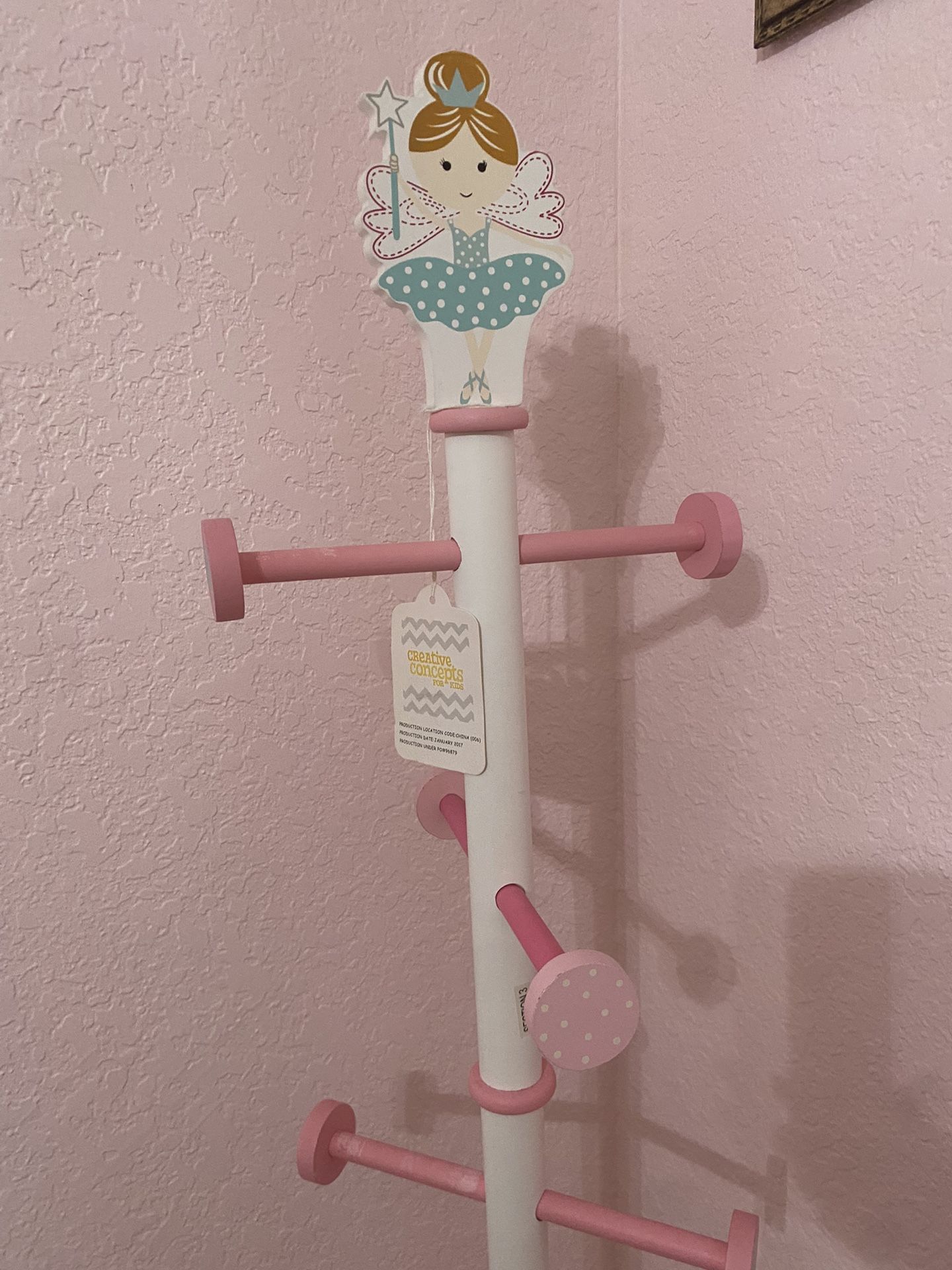 Ballerina Coat/Hat Pink & White Kids Stand