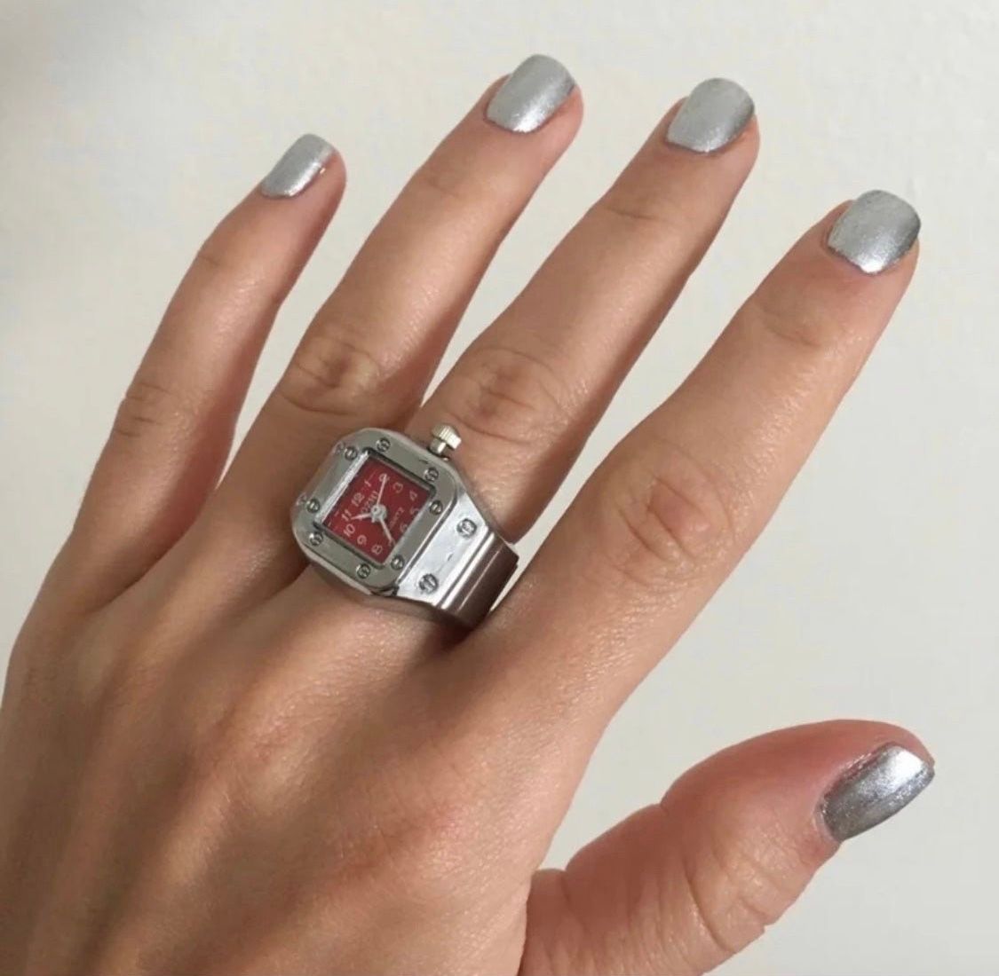 Red Dial Square Watch Ring