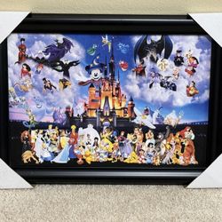 Framed Disney Castle Character Collage