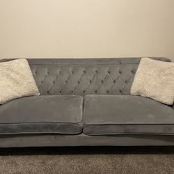 Velvet Grey Couch w/ Acrylic Legs