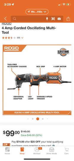 RIGID 4amp (6ft.)Corded Multi Tool