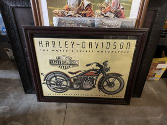 HARLEY DAVIDSON MOTORCYCLE FRAMED JIGSAW PUZZLE MAN CAVE DECORATION