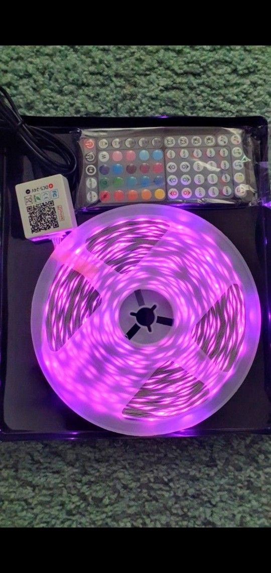 RGB App Control LED Strip Lights With Music Sync, 100ft