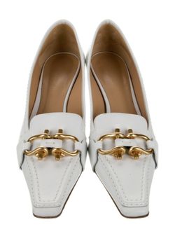Like New Bottega Veneta White Leather Pumps