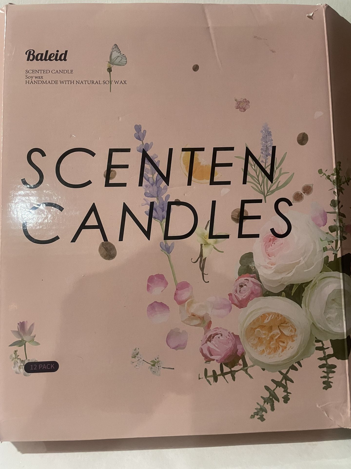 Baleid Flower Scented Candles Gift Set of 12 Pack Bulk Natural Soy Wax 4 OZ