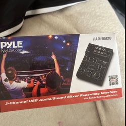 Pyle USB + Audio Mixer DJ Controller - 3 Channel USB Mixer Sound Audio Recording