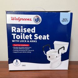 New In Box Never Used Walgreens Raised Toilet Seat With Lock And Arms