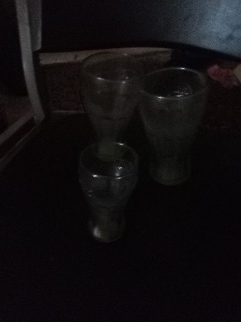 Three Vintage Coca-Cola Glasses The Two Large Ones Are So For $15 A Piece Online And The Small One Is Sold For 10 A Piece I'm Just Asking $15 For All