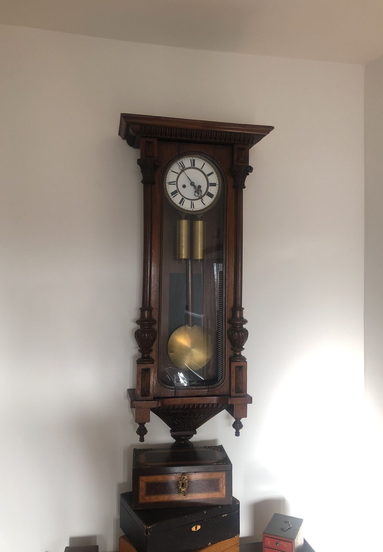 Antique 2 Weight Vienna Regulator Clock