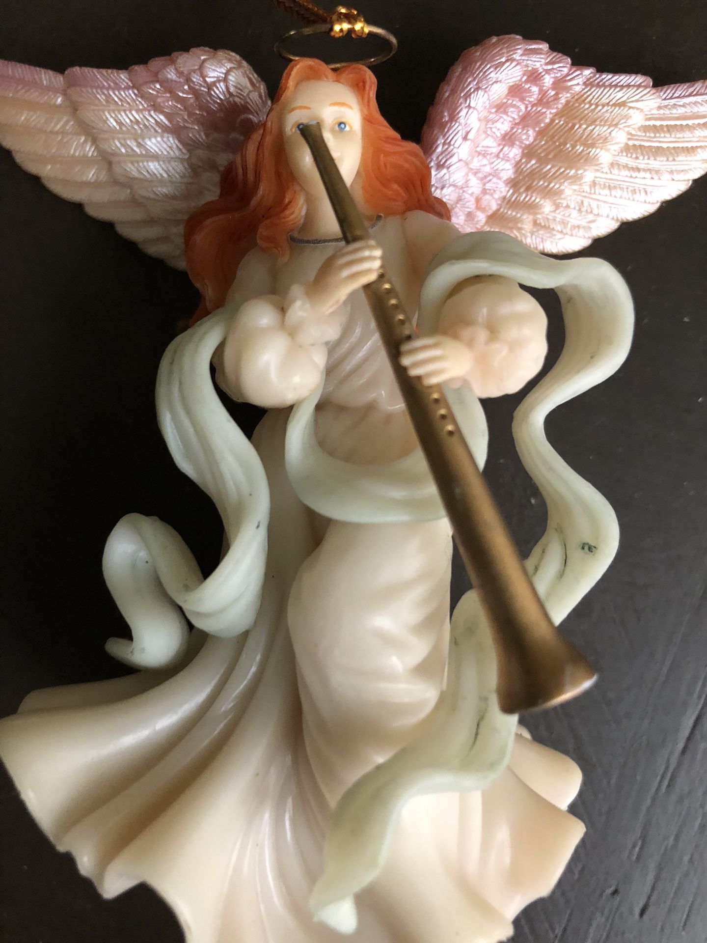 1997 “Luster Fame” Acrylic Ornament Seraphim Angel with Wind Instrument