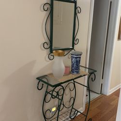 Shelf And Mirror In Green