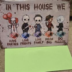 Horror Classic Killer Characters Youth Version Sign Tin 