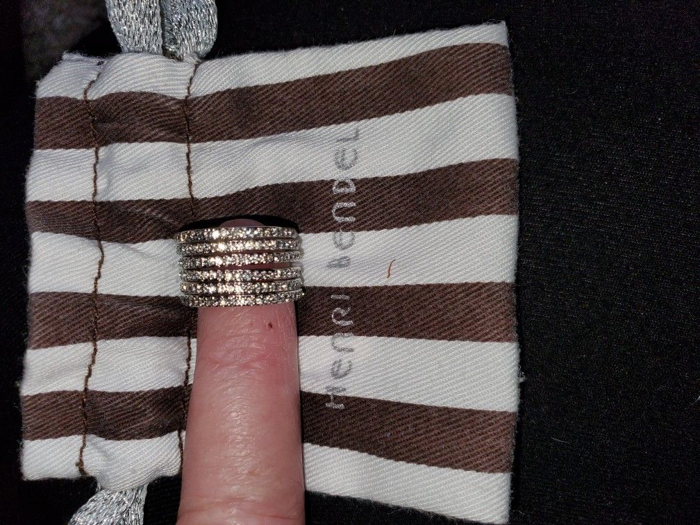 Henri Bendel stacking studded silver ring size 6