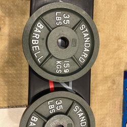 Two 35 Pound Olympic Barbell Plates 